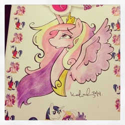 Size: 640x640 | Tagged: safe, artist:katiecandraw, princess cadance, alicorn, pony, female, horn, solo, traditional art