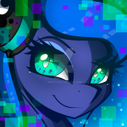 Size: 1024x1024 | Tagged: safe, artist:mimtii, princess luna, alicorn, pony, commission, headphones, solo, watermark