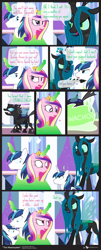 Size: 800x1990 | Tagged: safe, artist:dm29, princess cadance, queen chrysalis, shining armor, alicorn, changeling, changeling queen, pony, unicorn, comic, crystal castle, cute, fail