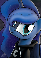 Size: 429x607 | Tagged: safe, artist:dori-to, part of a set, princess luna, alicorn, pony, clothes, cute, hoodie, looking at you, lunabetes, smiling, solo