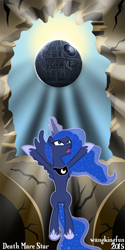 Size: 640x1280 | Tagged: safe, artist:wangkingfun, princess luna, alicorn, pony, death star, eclipse, solo, star wars