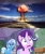 Size: 500x593 | Tagged: safe, derpibooru import, edit, edited screencap, screencap, starlight glimmer, trixie, pony, unicorn, student counsel, atomic bomb, duo, eating, female, magic, magic aura, mare, nuclear weapon, shocked, telekinesis, unimpressed, weapon