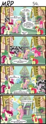 Size: 800x2153 | Tagged: safe, artist:umneem, derpibooru import, apple bloom, lily, lily valley, pinkie pie, rarity, roseluck, surprise, sweetie belle, trixie, earth pony, pony, unicorn, comic:my rational pony, comic, female, mare, painting, ponyville