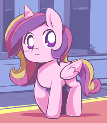 Size: 600x689 | Tagged: safe, artist:ende26, princess cadance, alicorn, pony, :<, cute, cutedance, filly, looking at you, raised hoof, solo, walking, younger
