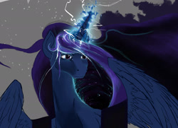 Size: 1920x1393 | Tagged: safe, artist:doomsp0rk, princess luna, alicorn, pony, female, horn, magic, mare, solo