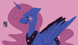 Size: 1101x642 | Tagged: safe, artist:marshmellowcannibal, princess luna, alicorn, pony, color palette challenge, limited palette, sad, solo