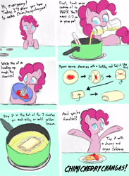 Size: 1508x2059 | Tagged: safe, artist:topgull, pinkie pie, earth pony, pony, chimicherrychanga, comic, cooking, recipe