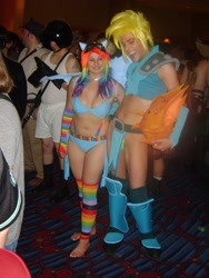 Size: 2304x3072 | Tagged: safe, rainbow dash, human, belly button, cosplay, drawn together, goggles, high res, irl, irl human, ling-ling, photo, space balls, wig, xandir p. wifflebottom