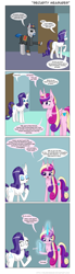 Size: 600x2189 | Tagged: safe, artist:deusexequus, princess cadance, rarity, alicorn, pony, unicorn, equestria games (episode), :o, annoyed, butt, cavity search, cheek fluff, chest fluff, clothes, comic, dialogue, equestria games, eyes closed, eyeshadow, female, floppy ears, fluffy, frown, funny, gloves, guard, hat, hoof fluff, implied hoofing, impossibly large ears, leg fluff, magic, makeup, mare, neck fluff, open mouth, plot, police, raised hoof, rubber gloves, shocked, smiling, speech bubble, sunglasses, telekinesis, text, underhoof, wide eyes