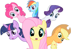 Size: 4000x2743 | Tagged: safe, artist:stinkehund, derpibooru import, applejack, fluttershy, pinkie pie, rainbow dash, rarity, twilight sparkle, earth pony, pegasus, pony, unicorn, absurd resolution, mane six, simple background, transparent background, vector