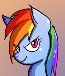 Size: 800x933 | Tagged: source needed, safe, artist:morrisoncamaro, rainbow dash, pegasus, pony, bust, looking at you, portrait, profile, solo