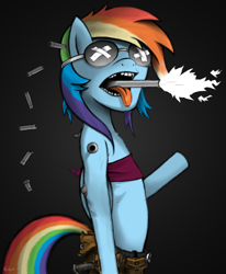 Size: 816x991 | Tagged: safe, artist:qsteel, rainbow dash, pegasus, pony, blue coat, female, gorillaz, mare, multicolored mane, parody, solo