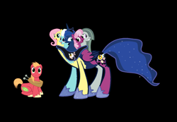 Size: 4233x2921 | Tagged: safe, artist:theunknowenone1, big macintosh, cheerilee, fleetfoot, fluttershy, marble pie, princess luna, earth pony, hydra, pony, big macintosh gets all the mares, cheerimac, cheerimacshy, conjoined, five heads, fleetmac, fluttermac, fluttermarblemac, fusion, lunamac, male, marblemac, marblunacheerifleettershy, multiple heads, not salmon, shipping, stallion, straight, wat, we have become one, wtf
