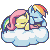 Size: 50x50 | Tagged: safe, artist:pix3m, fluttershy, rainbow dash, pegasus, pony, cloud, female, flutterdash, lesbian, pixel art, shipping, simple background, sleeping, transparent background