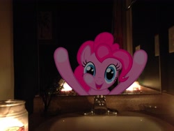 Size: 3264x2448 | Tagged: safe, artist:serindo, pinkie pie, pony, bathroom, candle, high res, irl, mirror, photo, ponies in real life, vector