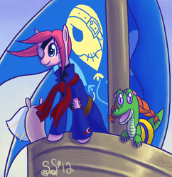 Size: 1000x1032 | Tagged: safe, artist:alipes, gummy, pinkie pie, earth pony, pony, aika, cosplay, crossover, skies of arcadia, vyse