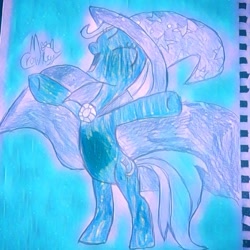 Size: 959x959 | Tagged: artist needed, safe, derpibooru import, trixie, pony, unicorn, bipedal, female, mare, solo, traditional art