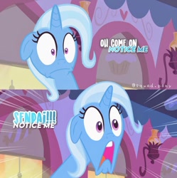 Size: 1080x1083 | Tagged: artist needed, safe, derpibooru import, edit, edited screencap, screencap, trixie, pony, unicorn, female, manip, mare, notice me senpai, oh come on, open mouth, senpai, wide eyes