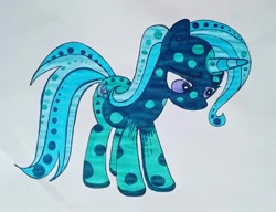 Size: 1042x802 | Tagged: safe, derpibooru import, trixie, pony, unicorn, blue coat, female, horn, mare, solo, traditional art, two toned mane