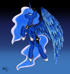 Size: 1024x1083 | Tagged: safe, artist:shyredd, princess luna, alicorn, pony, female, gradient background, horn, mare, solo