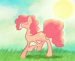 Size: 800x652 | Tagged: safe, artist:miniyuna, pinkie pie, earth pony, pony, eyes closed, solo, sun