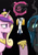 Size: 700x1000 | Tagged: safe, artist:sonikku001, princess cadance, queen chrysalis, shining armor, alicorn, changeling, changeling queen, pony, unicorn, catherine, parody, video game