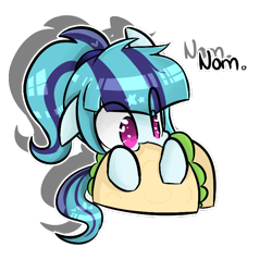 Size: 700x700 | Tagged: safe, artist:jankrys00, sonata dusk, pony, equestria girls, rainbow rocks, cute, equestria girls ponified, female, food, heart eyes, literal sonataco, mare, nom, ponified, simple background, solo, sonatabetes, sonataco, taco, taco tuesday, transparent background, weapons-grade cute, wingding eyes