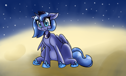 Size: 2000x1200 | Tagged: safe, artist:blayzes, princess luna, alicorn, pony, floppy ears, moon, pouting, s1 luna, solo, unamused