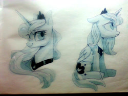 Size: 1280x960 | Tagged: safe, artist:rocy canvas, princess luna, alicorn, pony, female, floppy ears, looking at you, s1 luna, solo, traditional art