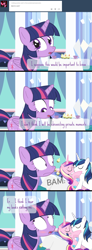 Size: 940x2556 | Tagged: safe, artist:dm29, princess cadance, shining armor, twilight sparkle, twilight sparkle (alicorn), alicorn, pony, unicorn, ask, blushing, episodes from the crystal empire, female, inconvenient making out cadance and shining armor, kissing, male, mare, shiningcadance, shipping, straight, tumblr, wide eyes