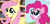 Size: 1036x498 | Tagged: safe, derpibooru import, fluttershy, pinkie pie, earth pony, pegasus, pony, pinkie apple pie, three's a crowd, comparison, cute, diapinkes, eye shimmer, shyabetes, weapons-grade cute