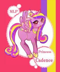 Size: 550x658 | Tagged: safe, artist:sibashen, princess cadance, alicorn, pony, abstract background, colored pupils, looking at you, open mouth, pixiv, solo