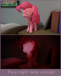 Size: 1303x1607 | Tagged: safe, pinkie pie, earth pony, pony, 3d, concept, female, mare, night lamp, pink coat, pink mane