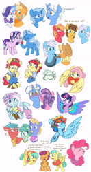 Size: 5400x10172 | Tagged: safe, artist:chub-wub, derpibooru import, applejack, barley barrel, big macintosh, chance-a-lot, cottonflock, creme brulee, fluttershy, kerfuffle, petunia petals, pickle barrel, pinkie pie, rainbow dash, rarity, scootaloo, starlight glimmer, sunny skies, torque wrench, trixie, twilight sparkle, twilight sparkle (alicorn), alicorn, earth pony, pegasus, pony, unicorn, rainbow roadtrip, barrel twins, blank flank, cute, cutealoo, dashabetes, dialogue, diapinkes, diatrixes, doodle dump, female, fufflebetes, glimmerbetes, goggles, jackabetes, lesbian, missing cutie mark, moody root, mr. hoofington, mrs. hoofington, open mouth, raribetes, rarijack, recolor, shipping, shyabetes, siblings, tongue out, twiabetes, twins, wing bling