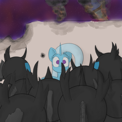 Size: 2048x2048 | Tagged: safe, artist:snezhok42, derpibooru import, trixie, changeling, atg 2019, incomplete, newbie artist training grounds, no pupils, sketch, this will not end well