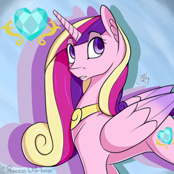 Size: 1024x1024 | Tagged: safe, artist:tlatophat, princess cadance, alicorn, pony, ear fluff, looking back, solo, wifehorse