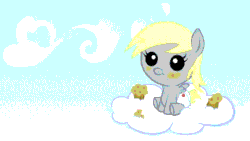 Size: 640x360 | Tagged: safe, artist:grobisam, derpy hooves, pony, animated, baby, baby pony, cute, daaaaaaaaaaaw, derpabetes, diaper, filly, foal, hnnng, muffin, that pony sure does love muffins, weapons-grade cute
