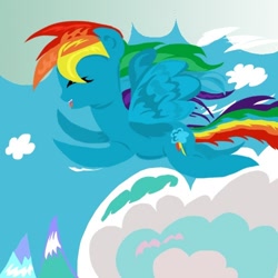 Size: 500x500 | Tagged: safe, artist:plastic-o, rainbow dash, pegasus, pony, blue mane, female, mare, multicolored mane