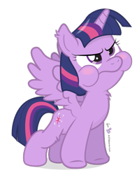 Size: 495x630 | Tagged: safe, artist:dm29, twilight sparkle, twilight sparkle (alicorn), alicorn, pony, aweeg*, blushing, chest fluff, cute, ear fluff, female, fluffy, frown, fuzznums, glare, huffy, julian yeo is trying to murder us, mare, puffy cheeks, simple background, solo, spread wings, style emulation, transparent background, vector, weapons-grade cute
