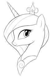 Size: 1160x1719 | Tagged: safe, artist:kas92, princess cadance, alicorn, pony, grayscale, monochrome, portrait, profile, simple background, solo