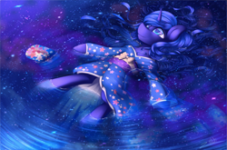 Size: 1600x1059 | Tagged: safe, artist:zodiacnicola, princess luna, alicorn, pony, clothes, floating, kimono (clothing), solo