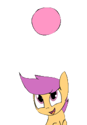 Size: 500x720 | Tagged: safe, artist:kanashiipanda, scootaloo, pegasus, pony, animated, ball, bouncing, cute, cutealoo, daaaaaaaaaaaw, eyes on the prize, female, filly, floppy ears, frame by frame, happy, hnnng, looking up, open mouth, simple background, smiling, solo, transparent background, weapons-grade cute