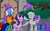 Size: 13700x8600 | Tagged: safe, artist:brekrofmadness, derpibooru import, maud pie, mudbriar, starlight glimmer, sunburst, trixie, earth pony, pony, unicorn, student counsel, absurd resolution, petrification, rockbriar, scene interpretation