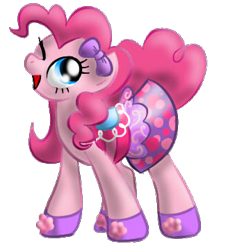 Size: 328x359 | Tagged: safe, artist:itachifangirl4life, pinkie pie, earth pony, pony, bow, clothes, pretty, saddle, shoes, skirt
