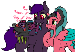 Size: 758x534 | Tagged: safe, artist:kelpiesnshit, oc, oc only, oc:banana lilly, oc:bogg moss, oc:guilty luck, oc:razzmatazz gleam, bat pony, pegasus, pony, baby, cute, female, filly, foal, weapons-grade cute