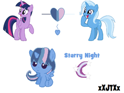 Size: 868x653 | Tagged: safe, artist:xxjunktasticxx, derpibooru import, trixie, twilight sparkle, twilight sparkle (alicorn), oc, alicorn, pony, alicorn oc, baby, baby pony, female, lesbian, magical lesbian spawn, offspring, parent:trixie, parent:twilight sparkle, parents:twixie, shipping, twixie