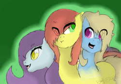 Size: 1520x1059 | Tagged: safe, artist:munchkinpac, oc, oc only, cerberus, :t, conjoined, conjoined triplets, cute, fangs, hair over one eye, hilarious in hindsight, hydra pony, multiple heads, open mouth, pouting, slit eyes, smiling, three heads, three-headed pony, weapons-grade cute