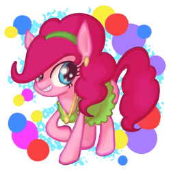 Size: 1200x1200 | Tagged: safe, artist:flyingchicken, pinkie pie, earth pony, pony, alternate hairstyle, female, mare, pink coat, pink mane, solo