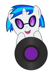 Size: 389x546 | Tagged: safe, artist:doctorxfizzle, dj pon-3, vinyl scratch, pony, baby, baby pony, cute, peekaboo pony pals, record, solo, vinylbetes, weapons-grade cute