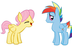 Size: 855x549 | Tagged: safe, artist:xoxpeaceheartxox, butterscotch, fluttershy, rainbow blitz, rainbow dash, pegasus, pony, eyes closed, flutteryay, male, rule 63, simple background, stallion, transparent background, yay